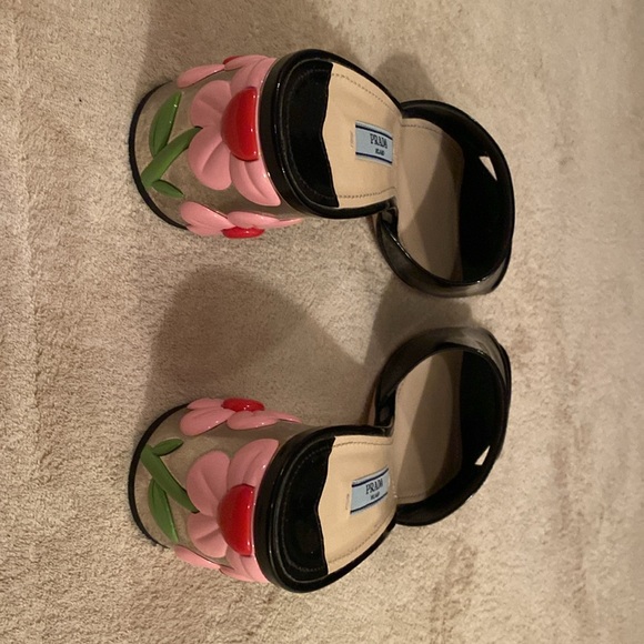 PRADA 65MM FLOWER HEEL SLIDE SIZE 38 - Picture 7 of 8